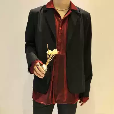 ROOLRREN 19fw luxury tide rich high street son style worsted wool tassel loose blazer