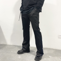 ROOLRREN LUXURIOUS AND LESS MALE Wind Spelled Mico Horn Side Pants Rope Acetate Thin Long Pants West Pants