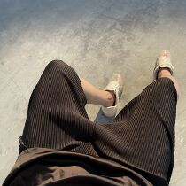 ROOLRREN 21ss LAZY BROADLESS Extremely Brief High Street Vibe Wind Pleated Loose Casual Mid Pants Shorts