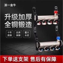 Taurus high-flow floor heating water distributor household valve all-copper one-piece thickened floor heating water distributor complete set