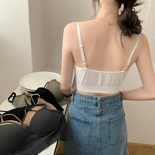 Сексуальный бюстгальтер пуш-ап, летняя майка топ, V-образный вырез, тонкий ремешок, красивая спина, с лямками, популярно в интернете