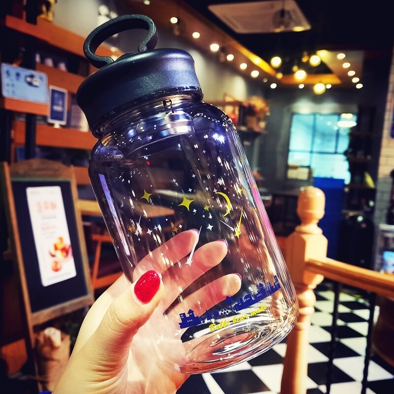 Day Series Starry Sky Glass Cup Raw Wind Net Red Large Capacity Asymptotic Color Minima Student Pregnant Woman Mobile Phone Rack Mug