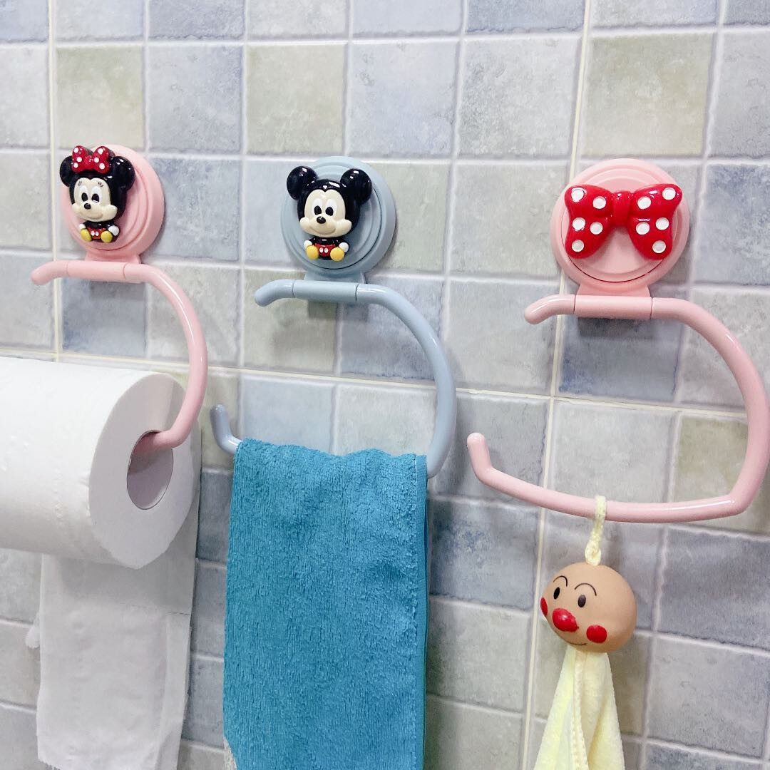 Children's towel rack free punch cartoon cute creative toilet powder room bathroom kitchen towel ring hook hanger