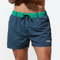 Fashion beach pants for men stitching color seaside vacation swimming surf two-way pants hot spring swimming shorts for men