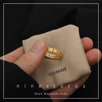 Chinese style money-making coins hollow gold coins good luck bestie couple rings