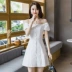Mùa hè 2019 mới xuyên cổ áo của phụ nữ từ cổ áo cẩn thận máy cổ tích nhỏ gợi cảm khí chất Slim Một chiếc váy chữ - A-Line Váy đầm xòe ngắn A-Line Váy