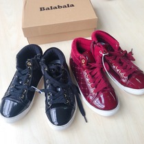 Bala 0965 girls autumn and winter thin cotton high band Velvet patent leather board shoes 32-36 yards
