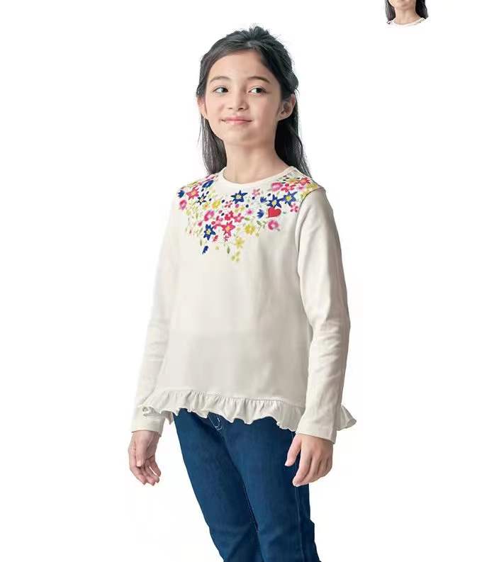 one thousand * girl's spring and autumn long sleeve T-shirt lace print 150cm
