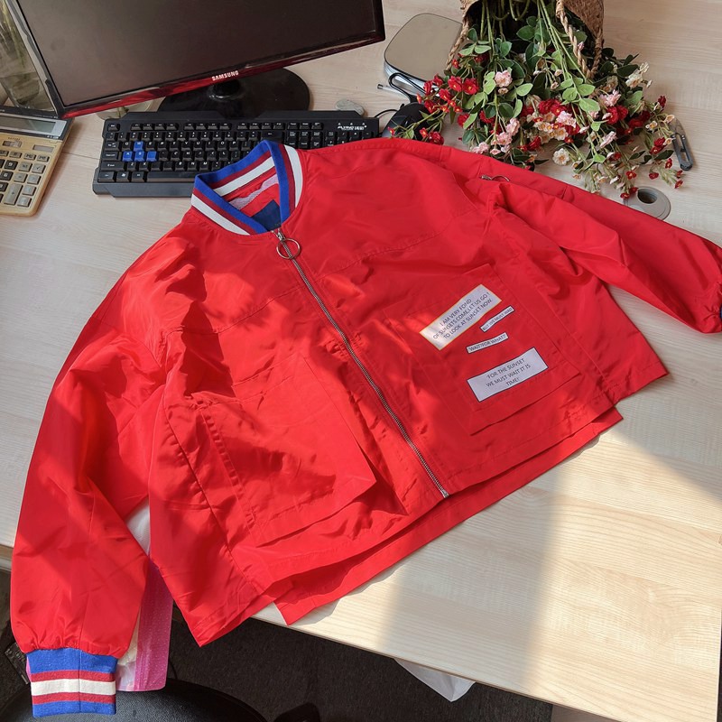 Ms Senma Ms Spring Autumn Leisure loose Short windcoat jacket China Red L165 88A