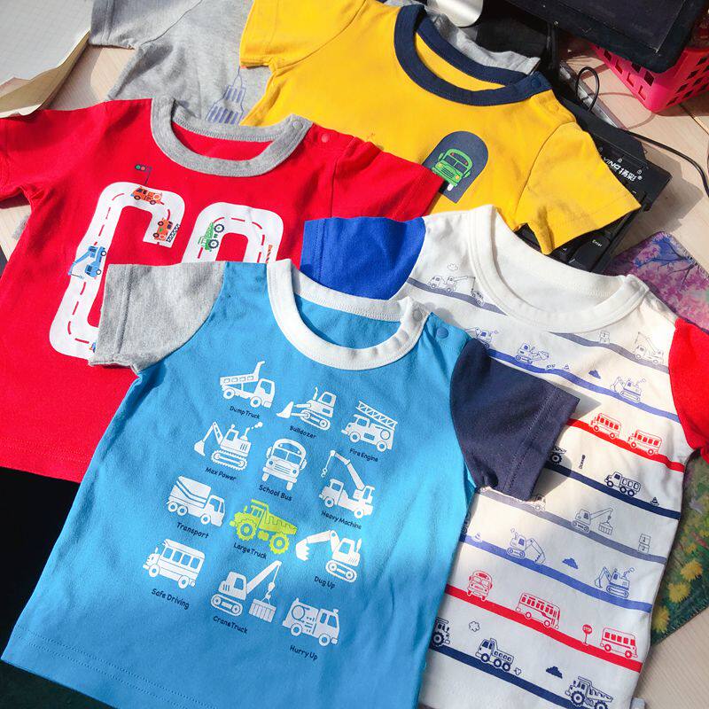 one thousand * boy summer pure cotton short sleeve T-shirt engineering car 80-130cm
