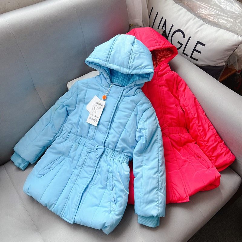 Domestic brand autumn and winter girls and children medium and long cotton-padded jacket cotton-padded jacket 110-140cm