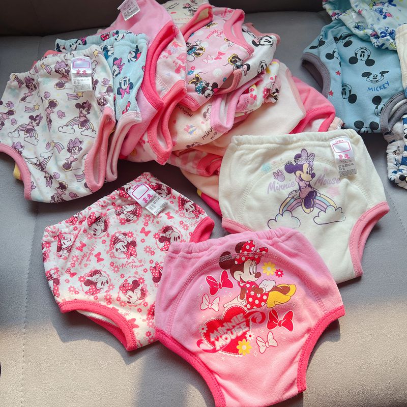 Day Single girl 3 Compartments Pee Learning Underwear 80% cotton towel stock Minnie 90-100cm