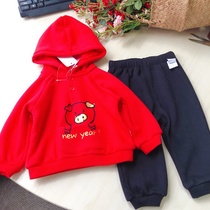 Bala 002366 male and female baby one velvet long sleeve trousers set 73 yards