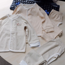 Organic colored cotton baby autumn and winter pajamas pajamas autumn suit open crotch 59-90cm