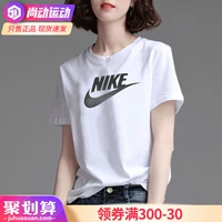 Nike, осенняя тонкая спортивная белая хлопковая футболка, короткий рукав