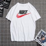 Nike, летняя хлопковая спортивная футболка с круглым воротником для отдыха, короткий рукав