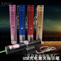 qHot-selling USB laser light green light pen infrared laser pointer pen keychain laser long-range indicator light
