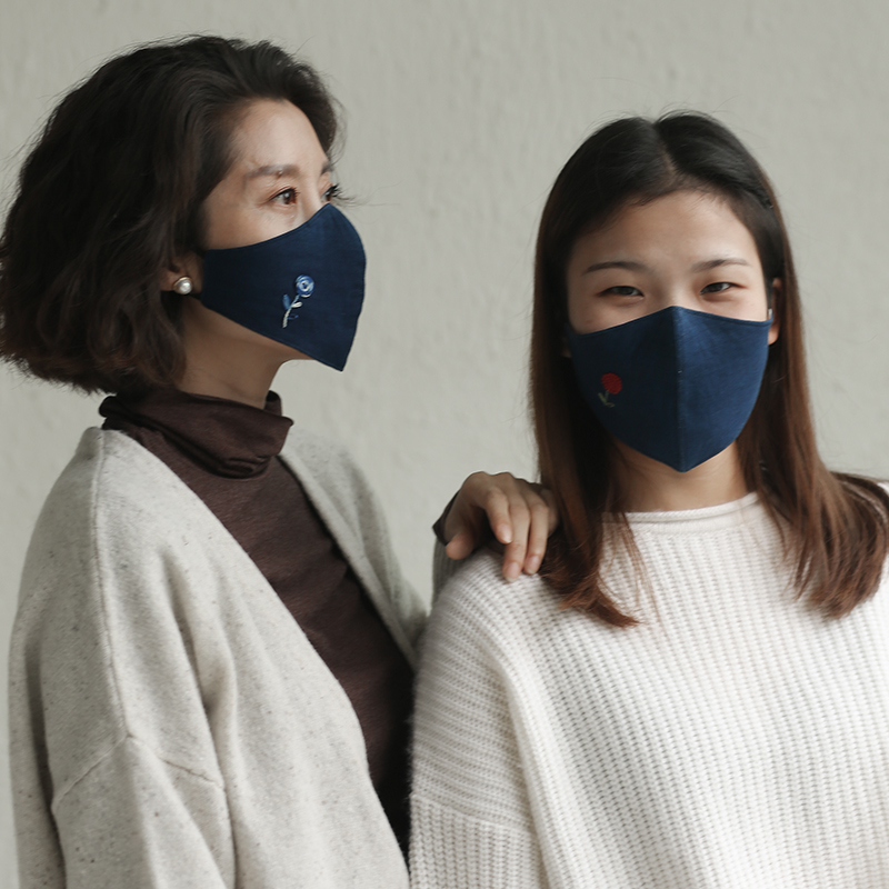 Yuanjia Classic Grass and Wood Blue Dye Cotton and Hemp Mask Hand Embroidered Autumn New Y-021