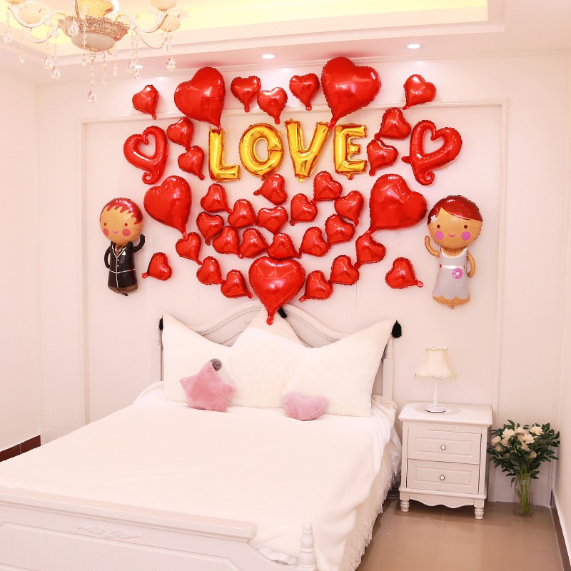 Wedding aluminum-film balloon package wedding room romantic wedding scene bedroom bedhead layout supplies