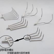 Stainless steel eight-tooth rake three-Claw hook retractable rake Rod grass grass artifact 1 m Rod Hook 5 m rod storage