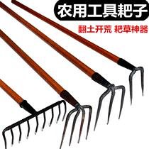 Flat earth farming with turtched earth pickpocketing iron grip climbing grass harrowing nine teeth with light digging earth iron rake with large grass harrows