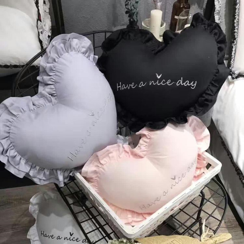 Embroidery Hug Pillow Lace with Caring Pillow ins Baby Appeasement pillow pure color leans on pillows Baby crib decorated with pillows