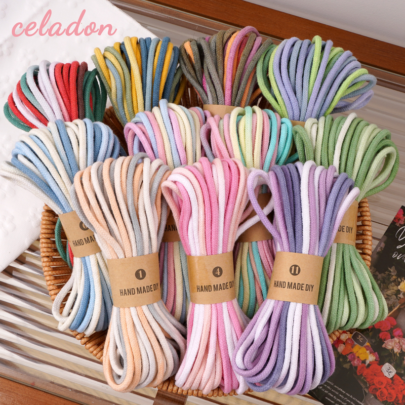 10m Colorful 21-Strand Pure Cotton Core-Spun Thread for DIY Handmade Letter String Tapestry Keychain Phone Car Pendant