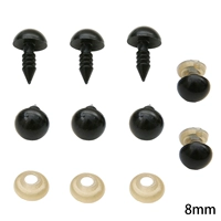 Черный диаметр около 8 мм, длина полюса около 10 мм, черные 50 пары/упаковка (1 глаз + 1 кожаная площадка - пара)