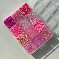 Розовый набор, 12 ячеек, 3mm, 15 грамм, широкая цветовая палитра