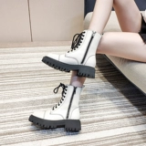 Martens, белые утепленные ботинки на скрытом каблуке, короткие сапоги, из натуральной кожи, подходят для подростков, 2024 года, подходят для весны и осени