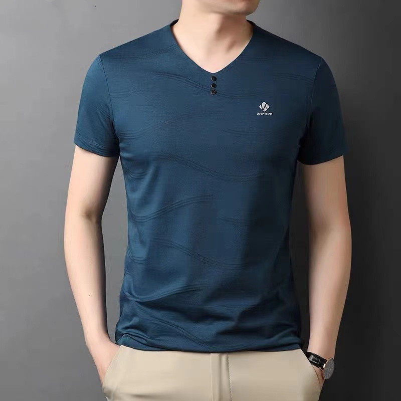 Short-sleeved t-shirt men's tide brand 2021 new summer trend slim business casual high-end men's T-shirt top