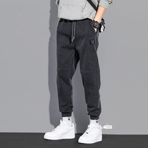 Trendy brand jeans mens spring and autumn fashion loose straight frock Halterneck pants leggings mens casual trousers