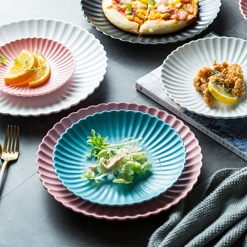 Creative plate steak plate household salad plate western food plate disc ceramic plate plate cold dish plate porcelain plate