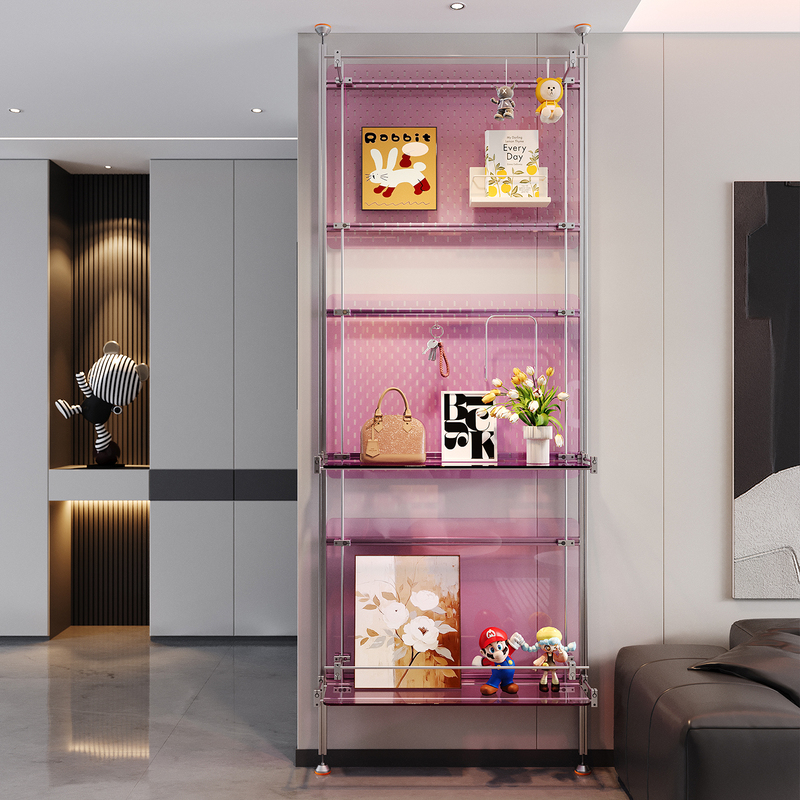 Acrylic Perforated Board for Entryway Partition, No-Drill Aluminum Profile Light Beam Storage Rack