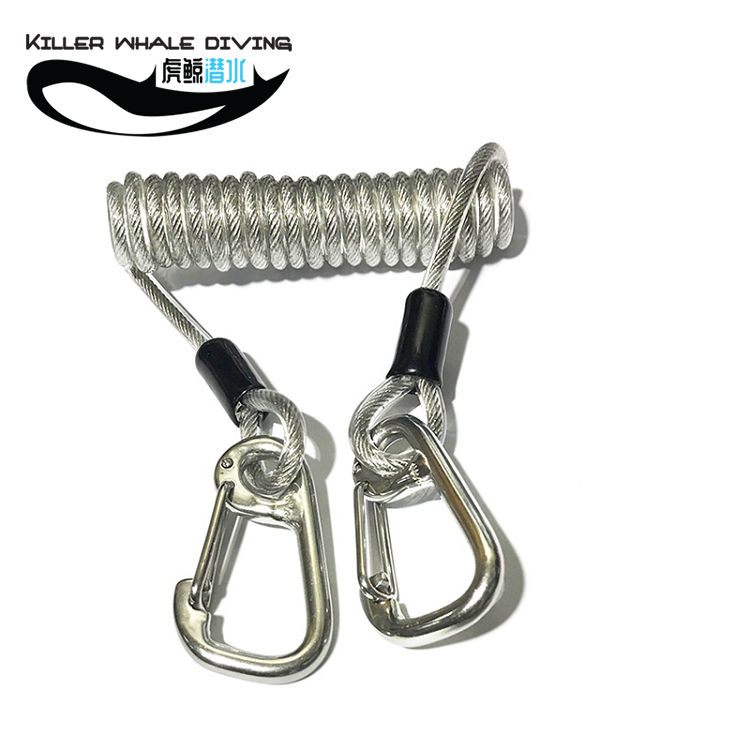 Water Pro Stainless Steel Diving Quick Shackle Steel spring equipped hanger camera BCD hooks anti-loss rope