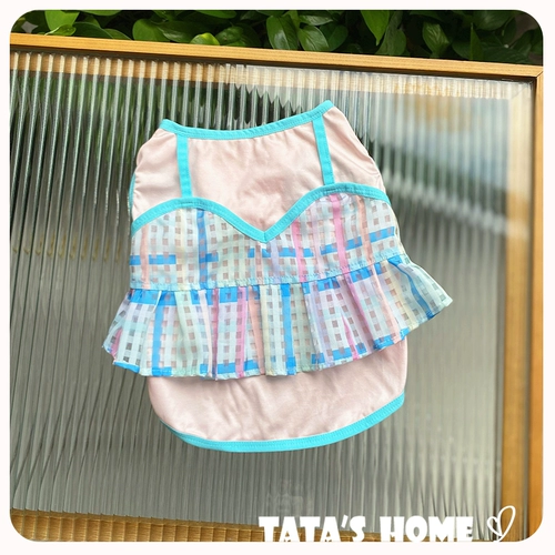 Это оригинальная летняя одежда для собак с участием фальшивой юбки Bichon, Schnauzer, Corgi Plaid Fake с двумя частями