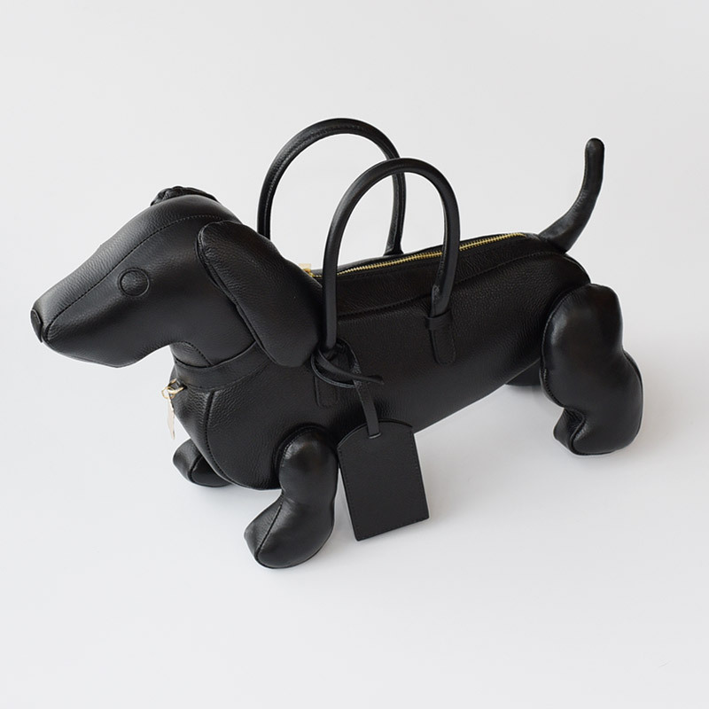 Handmade Loyal Dog Bag Made of First-Layer Cowhide, Original Design, European and American Fashion Handbag, Youth Casual Zipper Clutch Bag