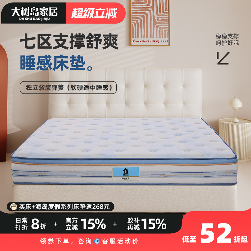 Daxudao Home Furnishings Zone 7 Supportive Comfortable Sleeping Mattress with Medium Firmness and Independent Pocket Springs Thick Mattress