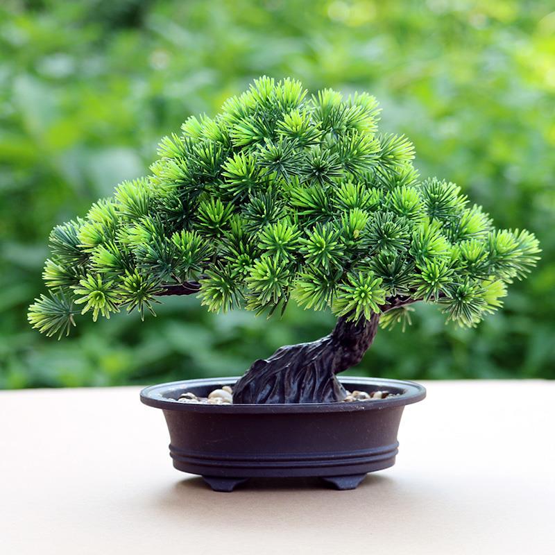 Artificial Plant Potted Decoration Indoor Fake Flower Pine Tree Elegant Living Room Green Plant Plastic Small Ornament Welcoming Pine Bonsai