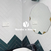 Nordic black and white gray wavy surface long bread brick kitchen bathroom bar background small wall brick 75x300