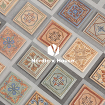 Pastoral retro tiles kitchen tiles wall tiles flower tiles bathroom antique waveguide corner tiles 80*80
