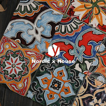 Hand Painted Small Flowers Brick 150 Flowers Pieces Retro Antique Antique Art Tiles Handmade Tiles Spanish Moroccan Style