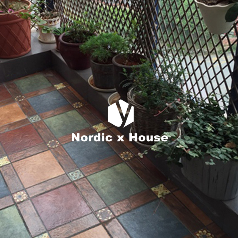 American pastoral style antique brick wall brick wood grain tile floor tile kitchen powder room balcony climbing wall 300