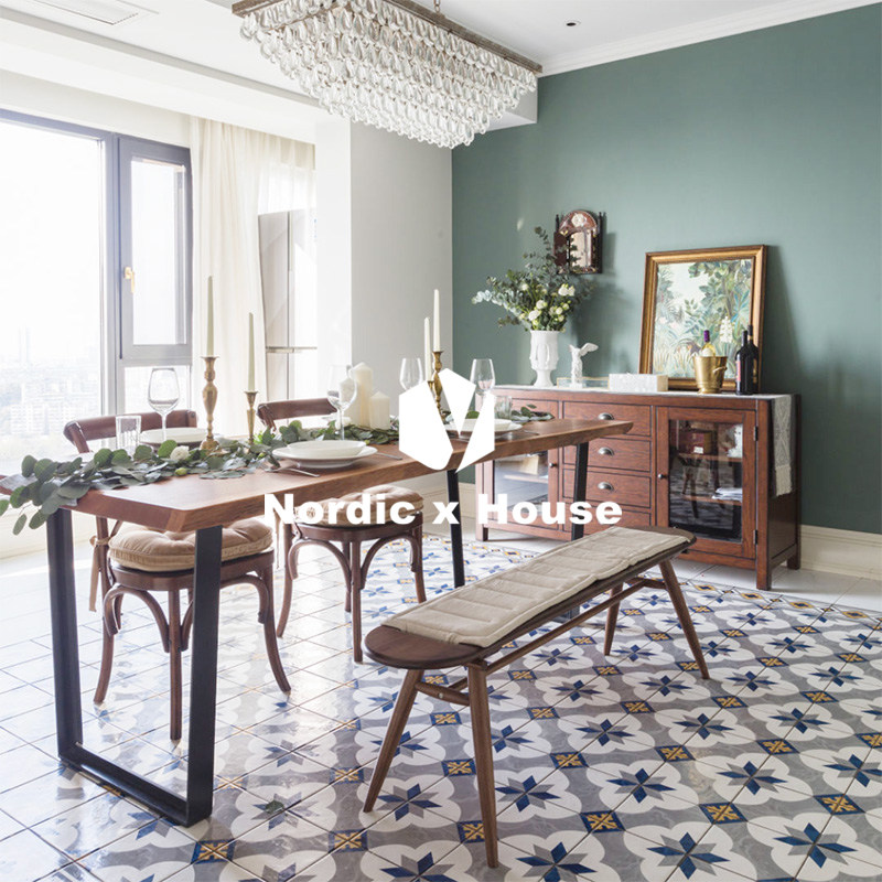 American retro bathroom tiles Bed and breakfast restaurant non-slip floor tiles Toilet balcony kitchen green tiles 200