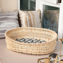 Rattan Cat Kennel Kennel Winter Warm Willow Coyote Cat Mitten Teddy Beaume Small Dog Nest Teddy Nest All Season Universal