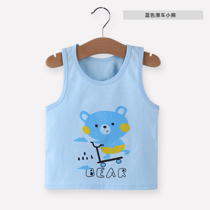 Bé nhỏ vest trẻ em bông mùa hè mỏng bé không tay đầu T-shirt 1 cậu bé và cô gái áo giáp mùa hè váy phim hoạt hình.