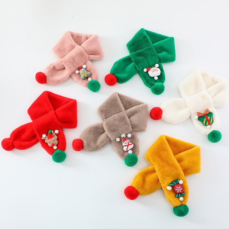 Children's scarf autumn and winter new Christmas plush scarf warm and cute Korean version of the student baby windproof collar