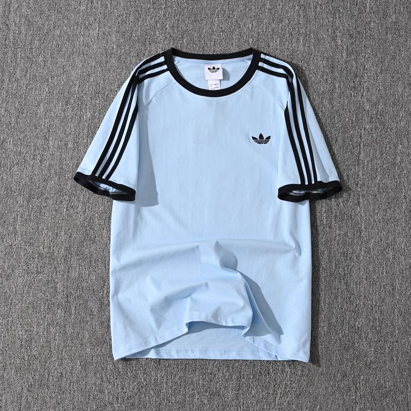 Adidas Short-Sleeved Men's Clover Round Embroidery Pure Cotton T-Shirt Loose Large Size Casual Breathable Half-Sleeve Couple Style