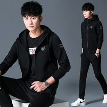 Spring and autumn hooded sweater mens tide 2020 new mens set with handsome sports suit mens casual coat