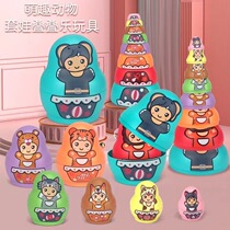 Childrens educational Russian matryoshka doll toys cartoon pattern Jenga early education toys for boys and girls over 6 months old